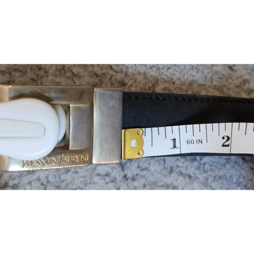 Vintage YSL Yves Saint Laurent Black‎ & Brown Reversible Leather Belt 37